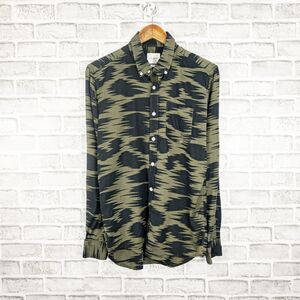 SATURDAYS Surf NYC the Crosby Safari Print Button Down Shirt Black Green M